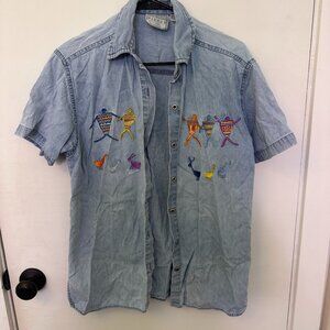 Vintage embroidered denim shirt